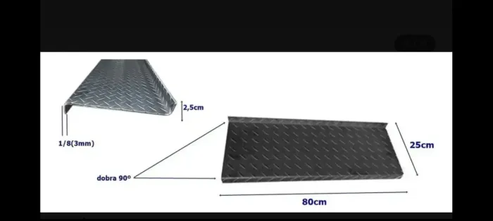 Degrau 80x25cm Em Z Chapa Xadrez 1/8 (3.175mm) Aço Carbono
