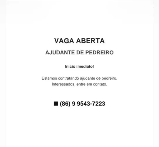 Ajudante de obra.