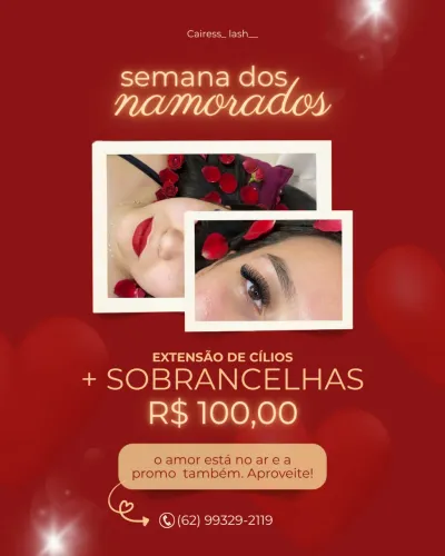 Cílios + sobrancelhas dia dos namorados