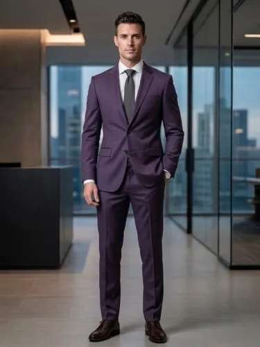 Terno Linha Diamante Slim Cor Uva Dorinho's Tamanho 44 Ajustado Masculino (Paletó e Calça)