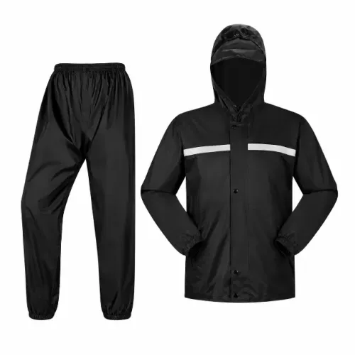 Capa De Chuva Impermeável Motoqueiro Conjunto Jaqueta Calça Com Capuz Refletivo Pvc M