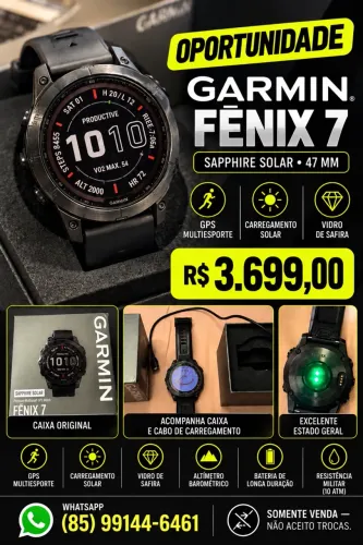 OPORTUNIDADE - GARMIN F?NIX 7 SAPPHIRE SOLAR - 47 MM