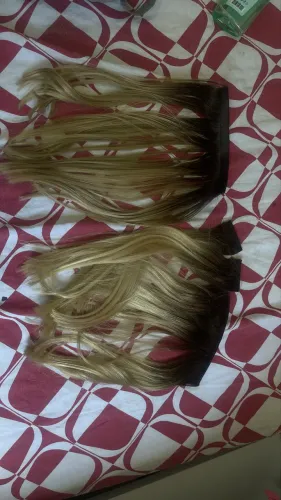 150 gramas de cabelo humano 40 centímetros loiro dourado raiz esfumada