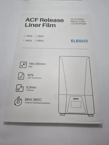 Elegoo 3 Pcs Acf Release Liner Film For Saturn 3 Ultra Resin 5 PCS