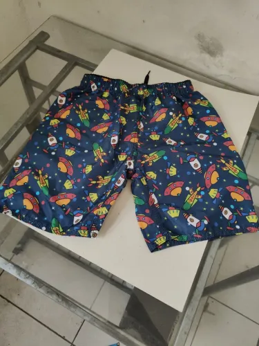 Short Infantil Estampado Foguetes e Espaço - Tam. 10 Anos