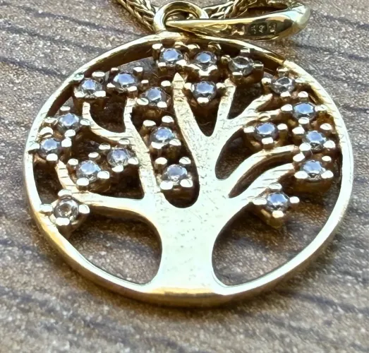 Jóia Pingente Árvore da Vida OURO 18K + Zircônias
