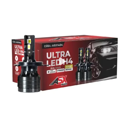 Ultra LED H4 Dual Color 4300/6000k 70W 10.000 LUMENS 12/24V - ASX