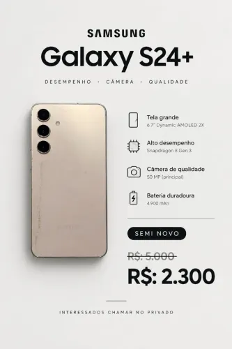 ? S24+ SEMI NOVO! De R$5.000 por apenas R$2.300 ? Chama no privado!