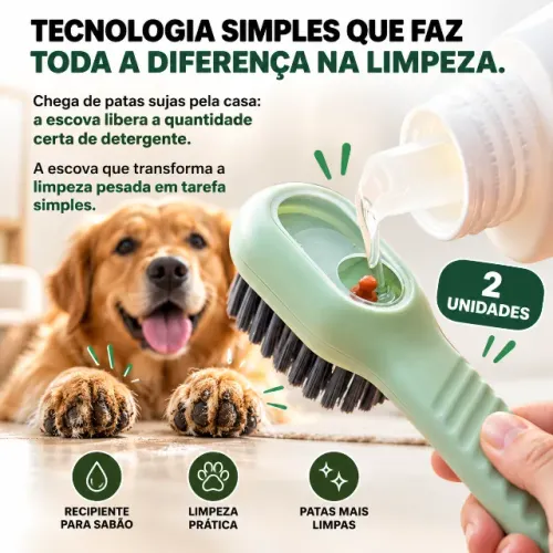 Escovas Limpadora de Patas Pet com Reservatório para Sabão