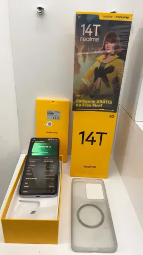 Smartphone REALME 14T 5G Lançamento 256GB 50MP camêra 16GB RAMBOOST AI Tela Amoled