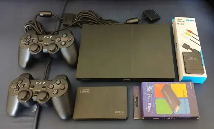 Playstation 2 (PS2) Slim com centena de jogos