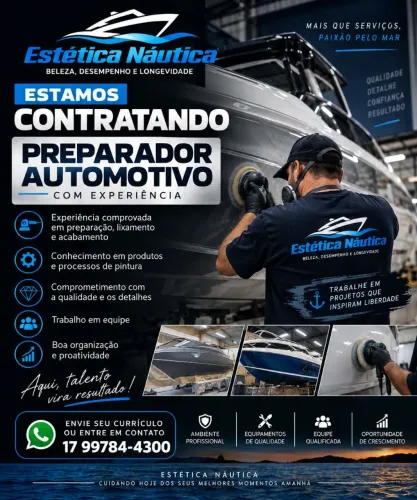 Contrato preparador automotivo para trabalhar com lanchas