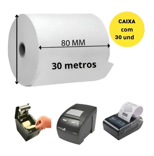 Bobina térmica 80mmX30m impressora 