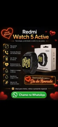 Xiaomi Redmi Watch 5 Active Tela Grande Chamadas e Esportes
