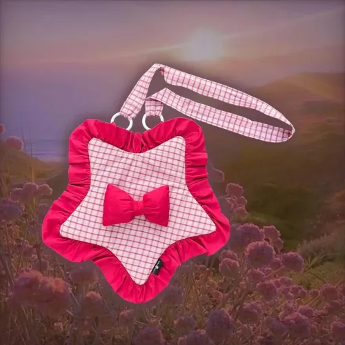 Bolsa estrela xadrez rosa