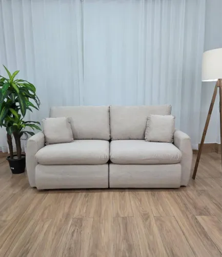 Sofá Cama Retrátil Reclinável Amaranto 2.30m Mod.100 - Bege Linho Entrega Rápida