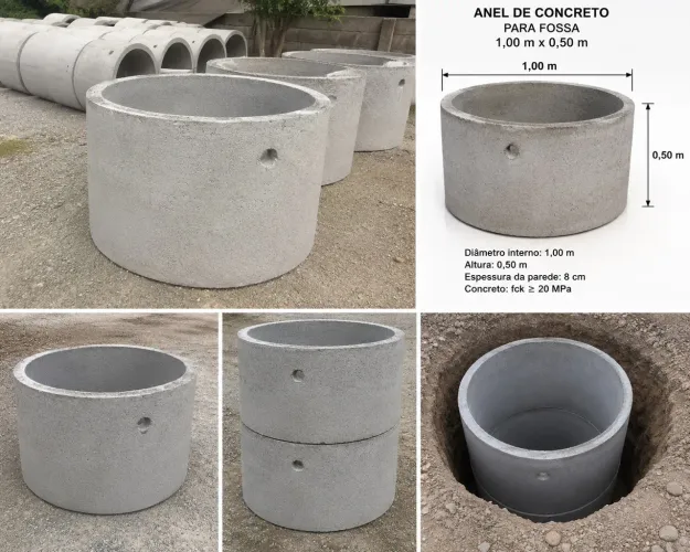 Anel de fossa concreto 1m x 0,50 cm