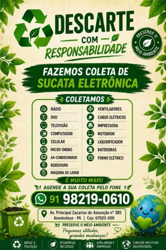 Coletamos Sucata, Eletrônica e não cobramos pela coleta