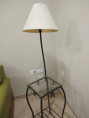 Abajur com mesa de vidro vintage
