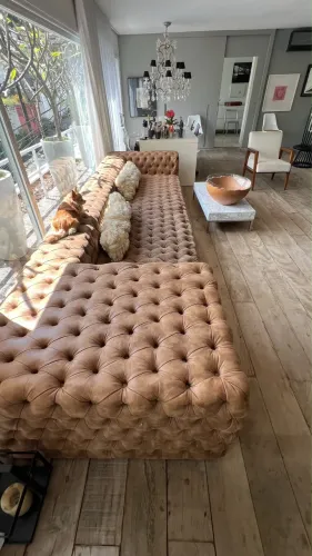 Sofá Chesterfield Gigante 4,30m Capitonê Estilo Ilha Alto Padrão