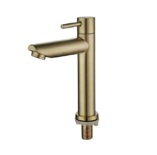 Torneira bica baixa dourado escovado