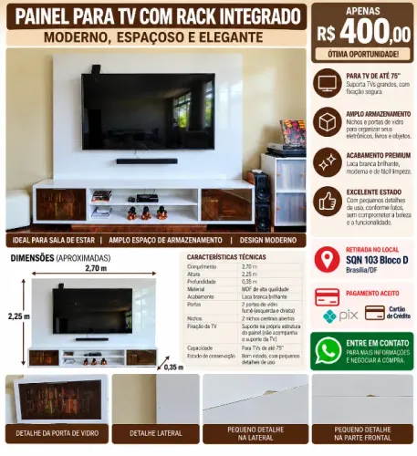 Painel e Rack para Sala de TV
