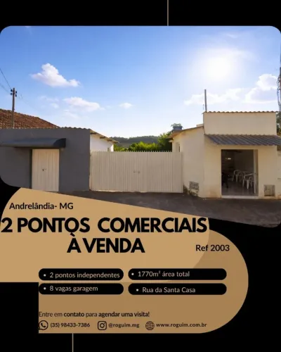 MG 2 pontos comerciais com renda ativa 1770m² AT, Centro de Andrelândia MG