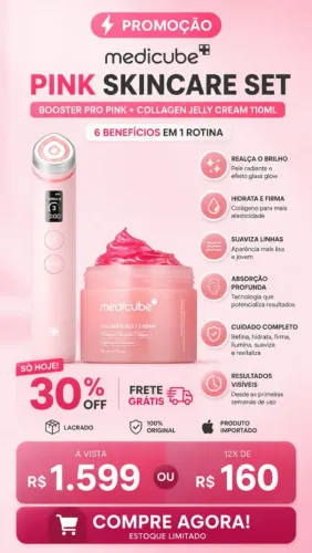 kit skincare medicube pink booster pro + collagen jelly