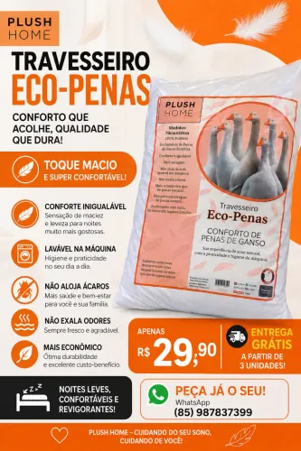 Travesseiro Eco-Penas Plush Home - Novo