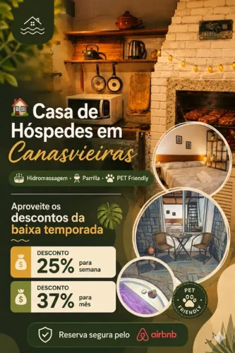 Casa hóspedes Canasvieiras c/ hidro, parrilla, PET e desconto mensal e semanal