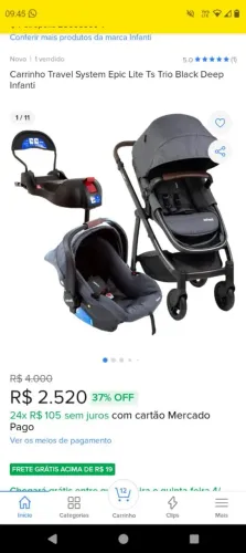 Carrinho de bebê completo semi novo 