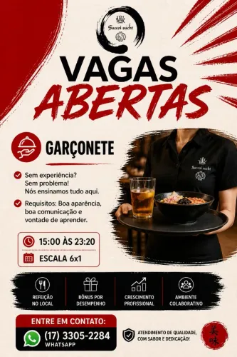 Vaga para Garçonete Registrada