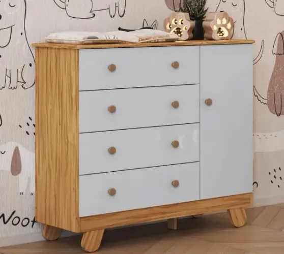 Comoda Pingo 1 Porta Lisa, 100% MDF - Peroba