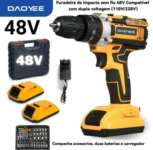 Parafusadeira e Furadeira de Impacto Sem Fio 48V DAO YEE - Bivolt