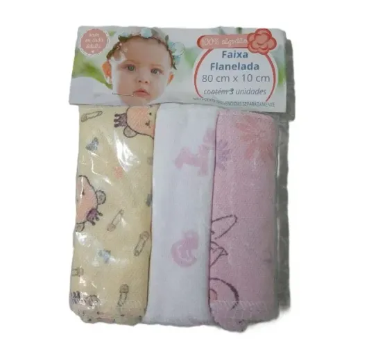 Kit 3 Faixas Umbilicais Flaneladas 100% Algodão Bebê Recém-Nascido