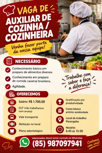 Vaga Cozinheiro( a)/Aux Cozinha