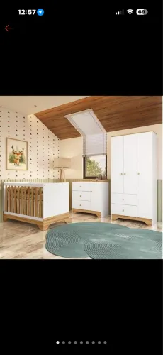 Quarto de Bebê Completo Guarda-roupa e Cômoda e Berço Minicama