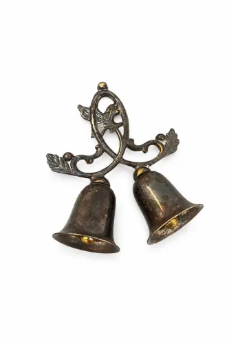 Sino Duplo Decorativo em Metal com Pássaro - Peça Vintage de Parede
