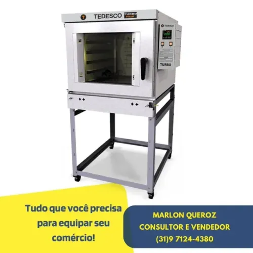 Forno Turbo 5 Esteiras a Gás Tedesco Novo