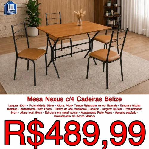 Mesa jantar Nexus + 4 cadeiras / frete grátis / pague na entrega 