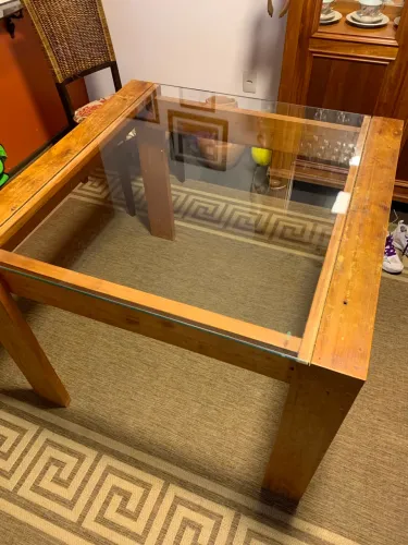 Mesa Madeira Demoliçao vidro temperado