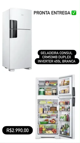 Geladeira Consul 455L Frostfree Inverter NOVA