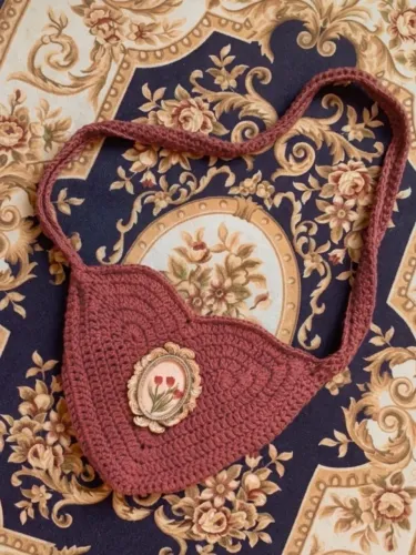 Bolsa crochê coração