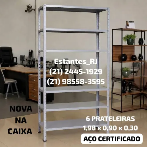 Estante 1,98M | Com 6 Prateleiras - Aço Certificado - Nova na Caixa
