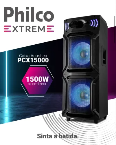 Caixa de Som Philco Extreme 1500W Ex Bass PCX15000