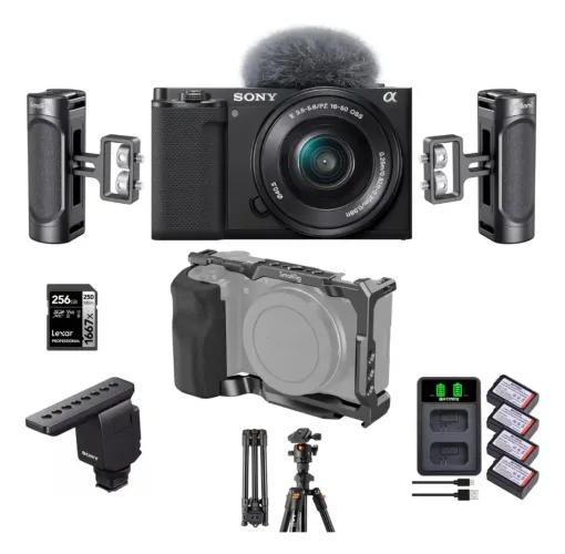 Kit Cinematográfico Sony Zv-e10 Com Mic Ecm-b1m + Acessórios
