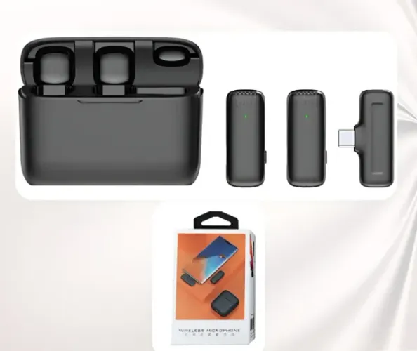 Microfone de lapela J13 Lavalier duplo