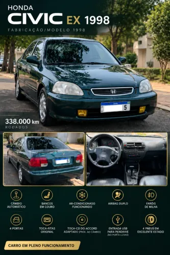 Honda Civic Sedan EX 1.6 16V Aut. 4P (nacion.) 1998