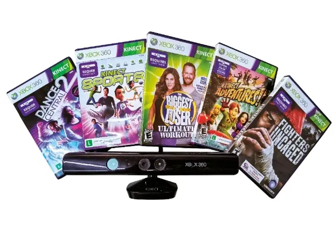 Sensor Kinect Para Xbox 360 Com 5 Jogos Para Kinect (Usado)