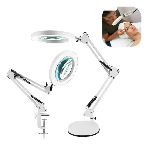 Luminária de Mesa Articulada Led Ring Light 12W com Lupa de Aumento